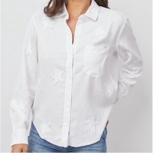 RAILS Ingrid Raw White Stars Top Button Down Shirt Long Sleeve Sz XS NEW